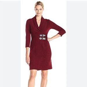 Connected Apparel Women's Three-Quarter Sleeve V-Neck Sweater Dress Size 8